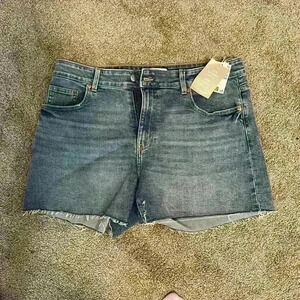 NEW H&M Denim Short with Fray Hem Size 16